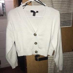 White forever 21 cropped cardigan sweater